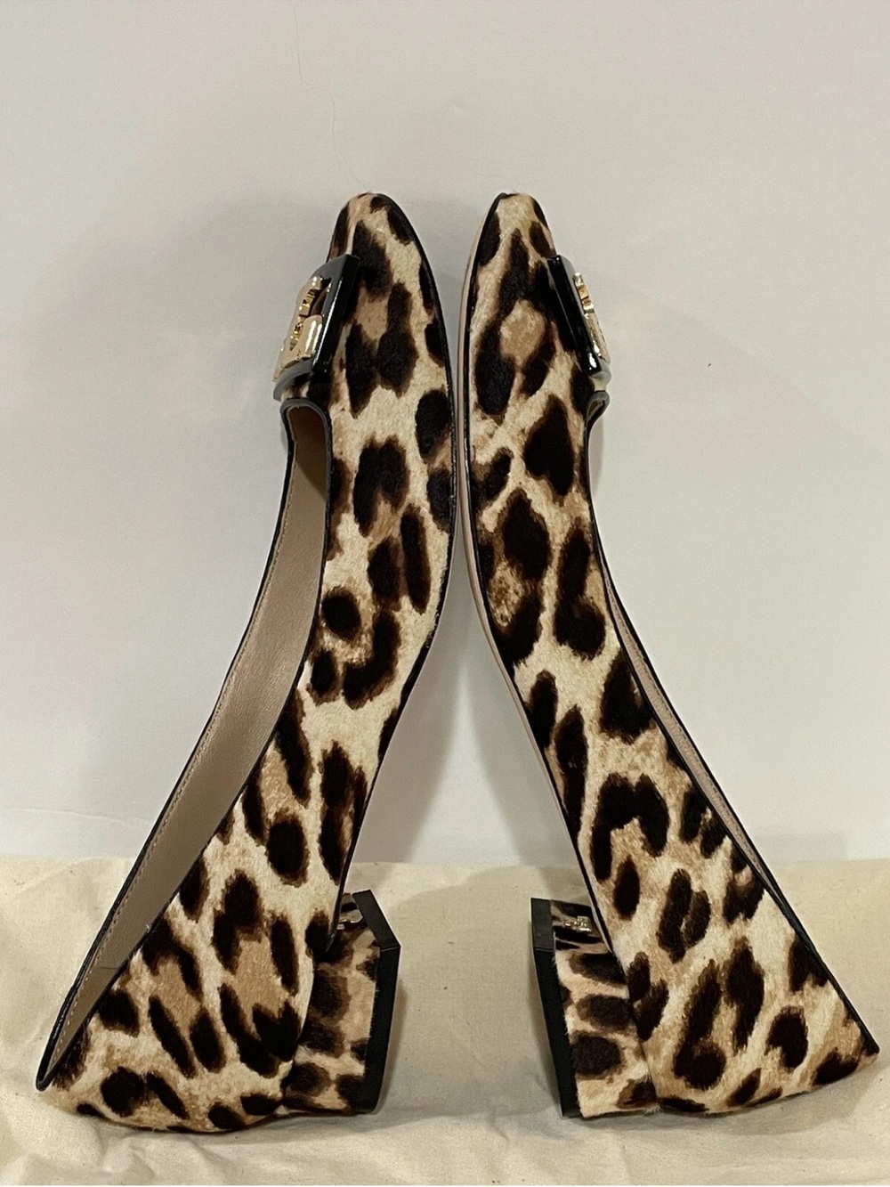 Tory Burch Leopard-Print Flats with Gold Logo Buckle